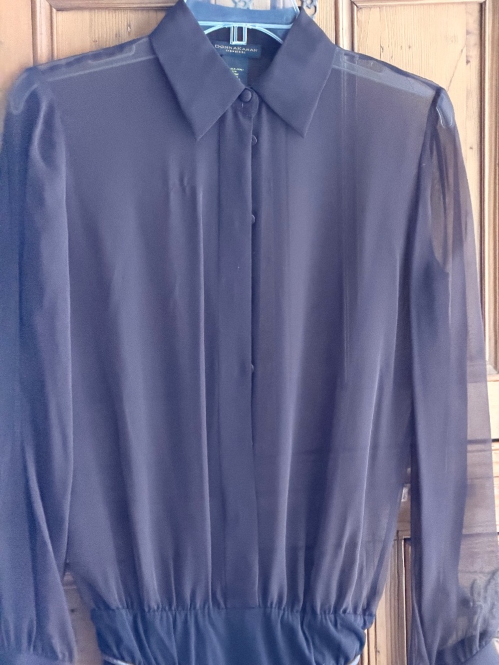 Donna Karan brown sheer blouse with bodysuit